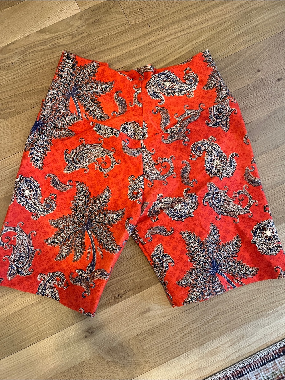 Booty By Brabants Biker Short in Orange and Blue Paisley